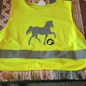 Children's Neon Yellow Reflective Vest with Horse Design